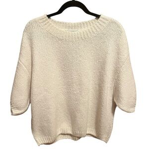 See and Be Seen Cream Short Sleeve Crew Neck Sweater Women’s Size Large